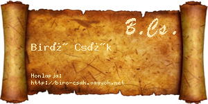 Biró Csák névjegykártya